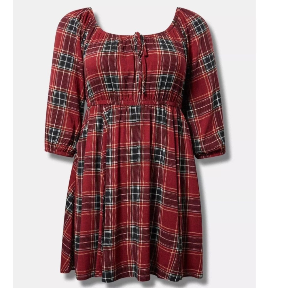 Torrid Red Plaid Babydoll Dress